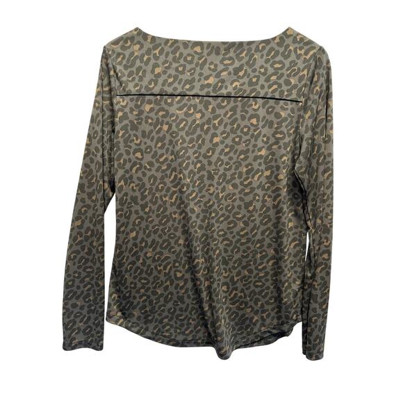 Ann Taylor Long Sleeve Square Neck Animal Print Women Blouse Size Med - Picture 7 of 8